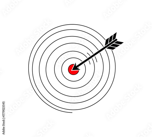 An arrow hitting the bullseye of a target, symbolizing accuracy and success.