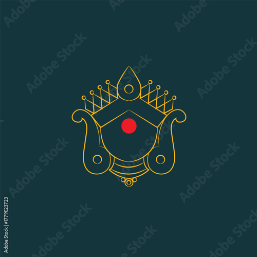 Durga maa face vector line drawing