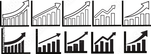 Business graph icon. Profit growing chart. business chart with arrow.
