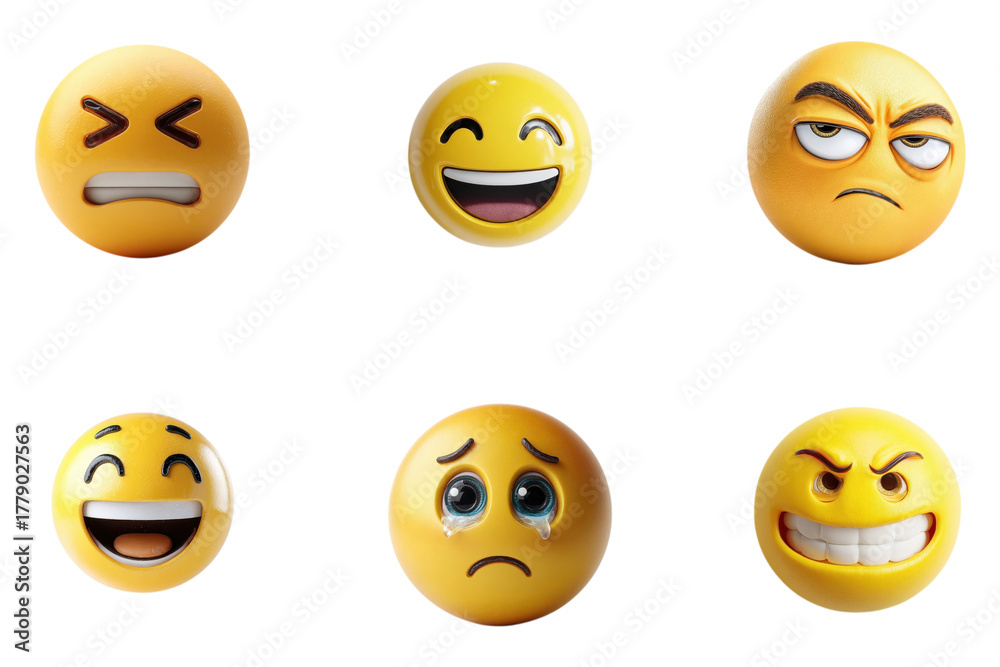 Fototapeta premium Set of Yellow emoji faces expressions