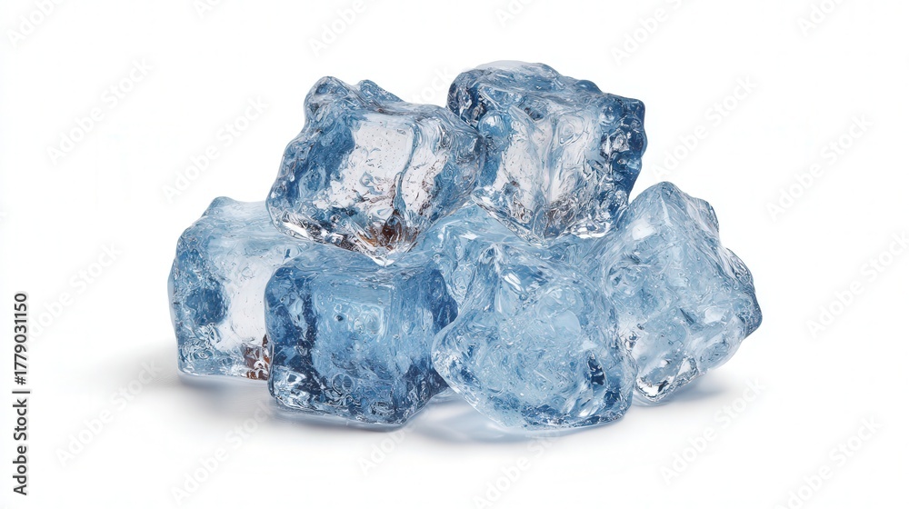 Obraz premium Ice cube cluster isolated on white background