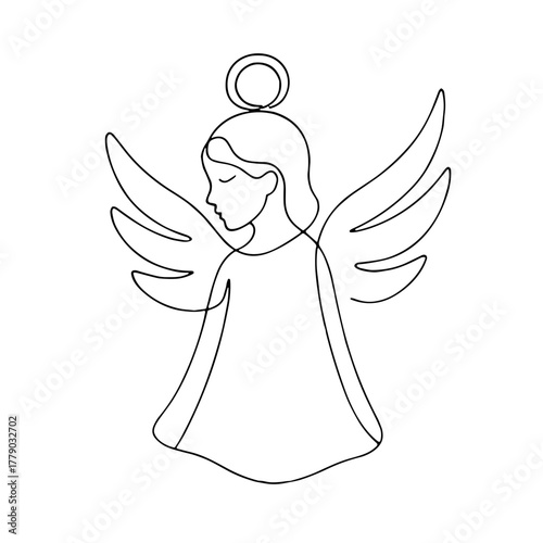 Angel-shaped pendant Christmas Ornaments outline / minimal linear vector thin line