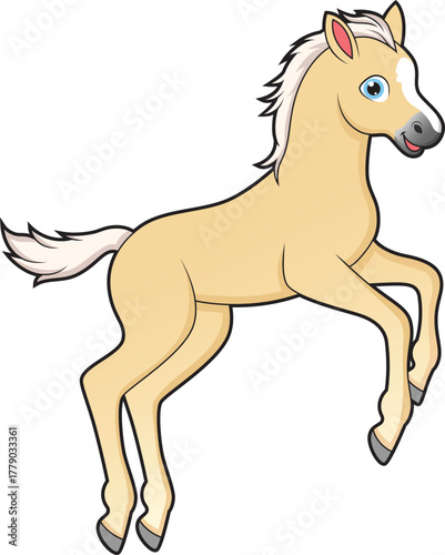 Cute jumping foal horse