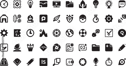 Vector icon set illustration with alphabet and number symbols for web design business and media