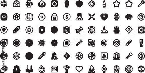 Black and white vector icons set of numbers and alphabet letters for web and business