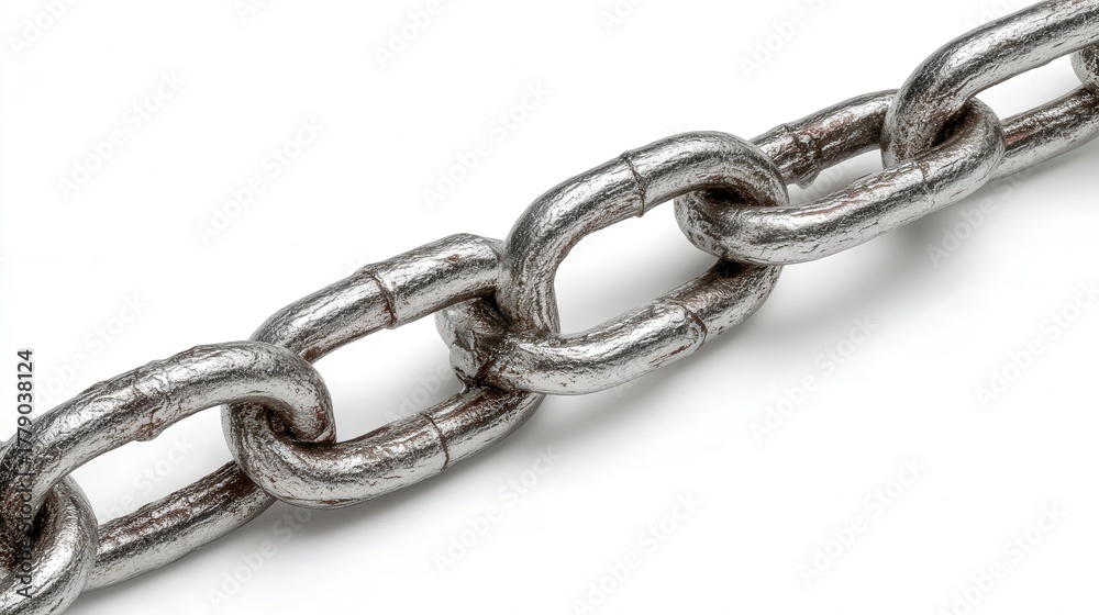 Fototapeta premium Metal chain link isolated on white background