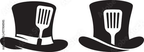 Two top hats with spatulas silhouette