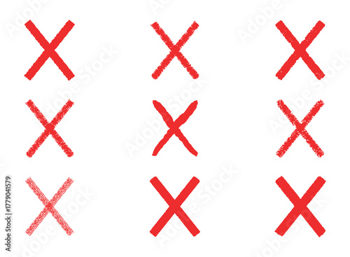 Red x marks pattern on a clean white background, error and denial.