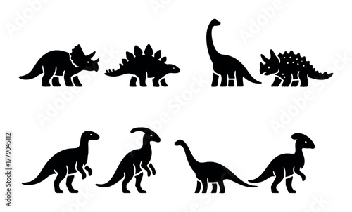 Silhouettes of various dinosaurs showcasing diverse prehistoric species