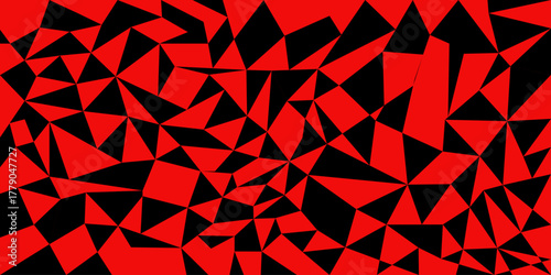 Abstract background of red and black geometric shapes forming a mosaic pattern across the entire frame