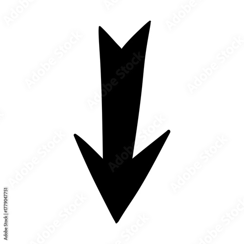 Hand-drawn arrow pointing down, used for direction or emphasis.