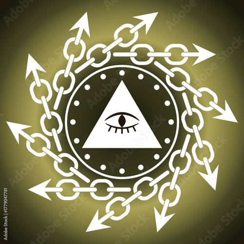 矢印と目のダークな魔法陣　背景あり