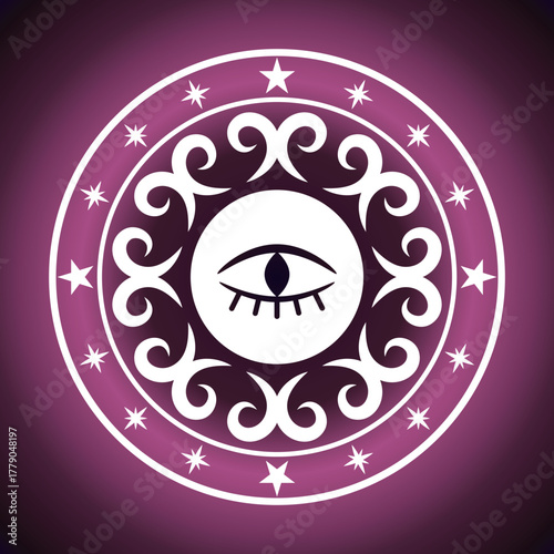目と星のダークな魔法陣　背景あり