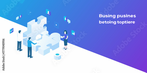 Teamwork and collaboration assembling a large puzzle piece to achieve business goals and success