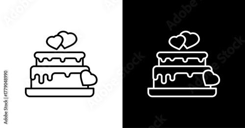 Wedding Cake  White Icon Set Design