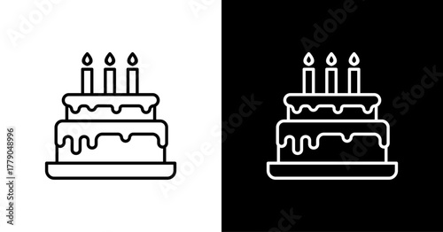 Birthday Cake  White Icon Set Design