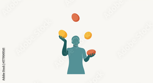 Person juggling oval shapes