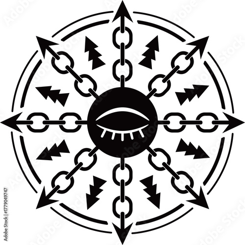 目と鎖のダークな魔法陣　ブラック