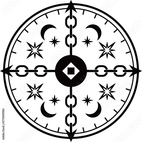 鎖とキラキラのダークな魔法陣　ブラック