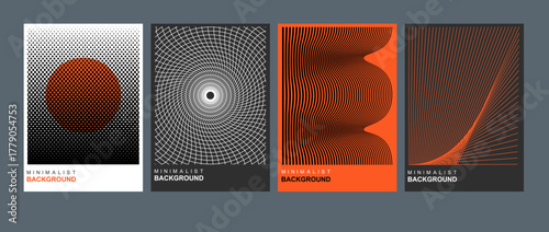 Geometric minimalism and abstraction. Minimalistic abstract geometric design for flyers, posters, brochure covers, backgrounds, wallpapers, typography or other printed products. Vector illustration