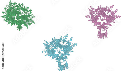  This bouquet is primarily green, which may include various shades of green foliage and possibly green flowers. The green color often symbolizes freshness and nature, 