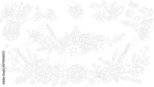  The arrangement features a variety of flowers and leaves, meticulously organized in a symmetrical pattern, 