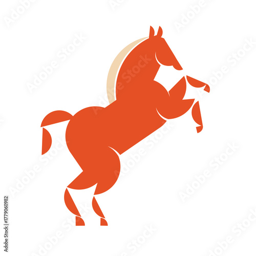 Chinese New Year 2026 traditional symbol. Modern red geometric horse icon for Lunar New Year , Year of the Horse