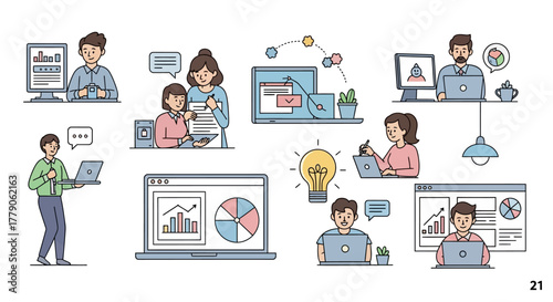 Teamwork and data analysis concepts, collaboration and business growth strategies represented in a