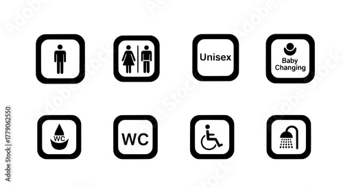 Icons for public restrooms and facilities