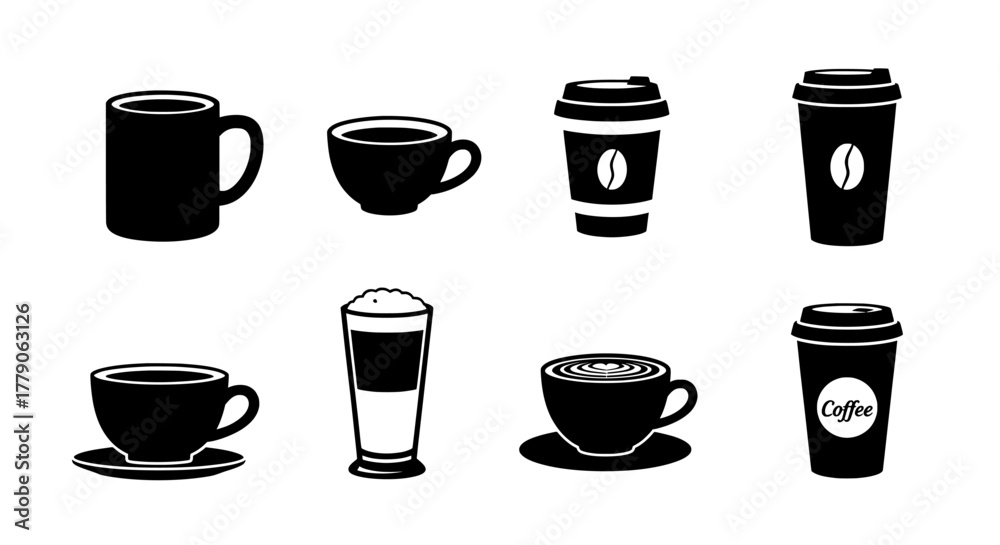 Obraz premium Coffee cup icon set
