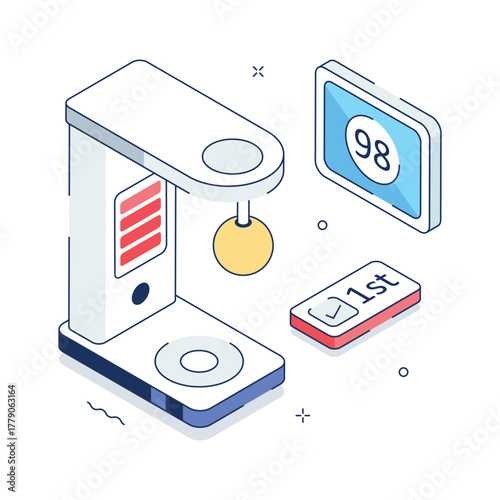 Isometric boxing arcade machine illustration, ideal for sports, gaming, or entertainment