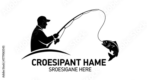 Fisherman catching fish with fishing rod