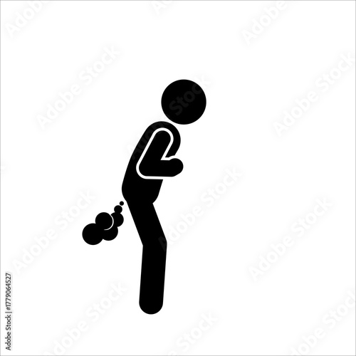 Funny stick figure making a fart joke illustration.