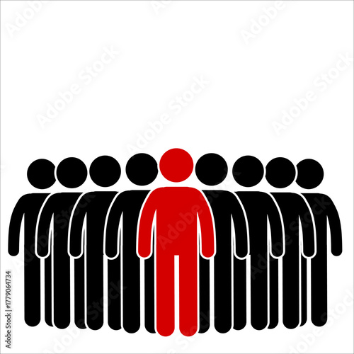 Stick figure showing leadership and team direction.