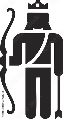 Illustration of Hindu God Rama with Bow and Arrow