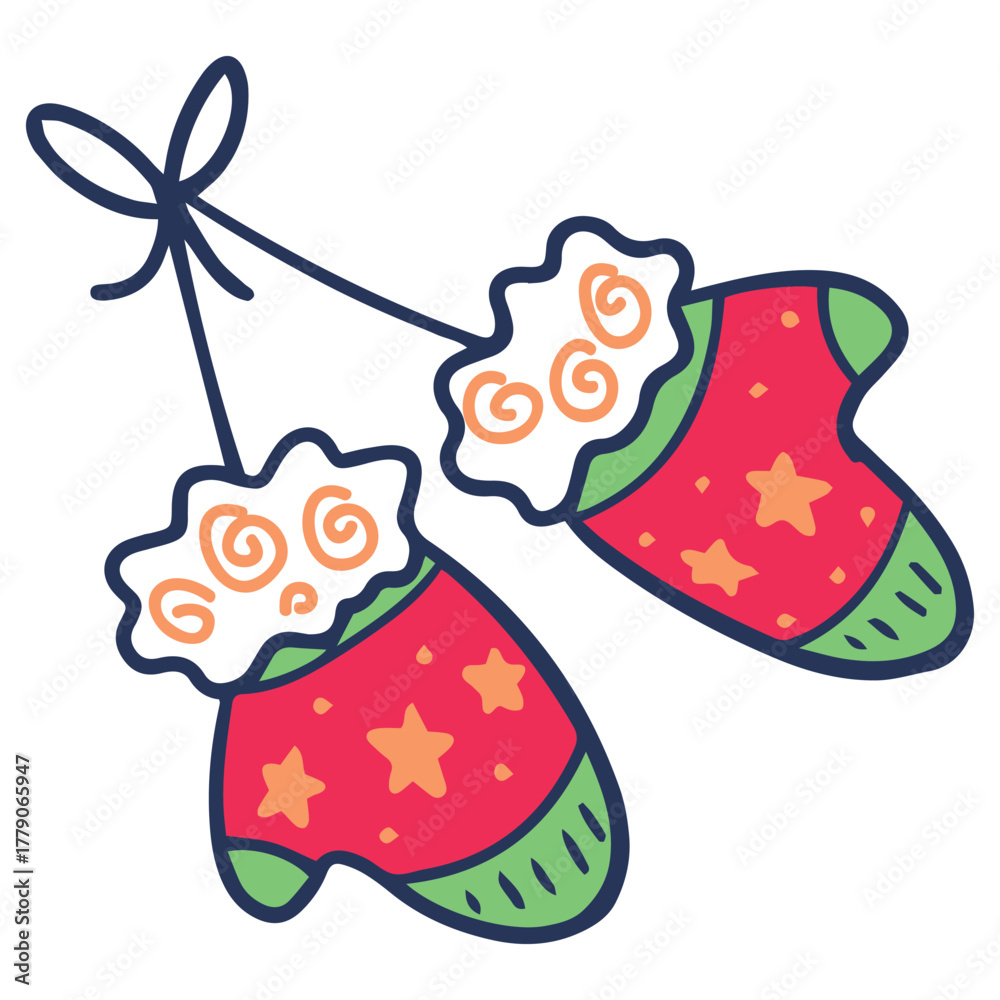 Naklejka premium Christmas Mittens Vector Icon Stock Illustration