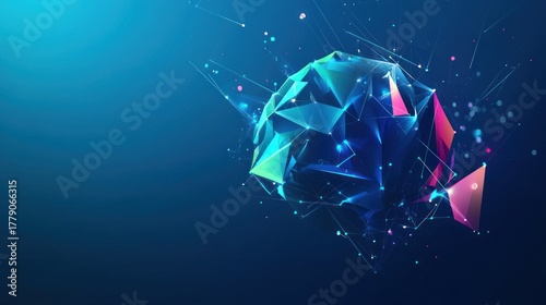 Abstract low poly geometric background with connecting dots and lines