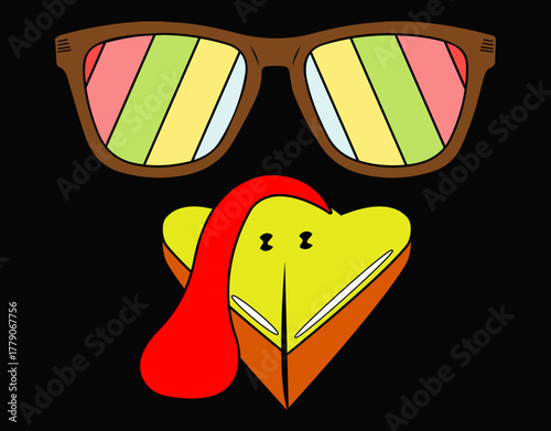 Turkey Face Thanksgiving Day Pilgrim Trot Costume - printable editable vector art file.