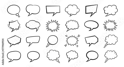 Diverse Hand-Drawn Speech Bubble Collection for Creative Projects and Communication