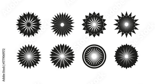 Geometric floral shapes in black and white for graphic design and decorations minimal 50