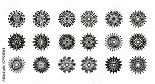 Black textured floral patterns, ideal for unique designs and elegant elements within diverse