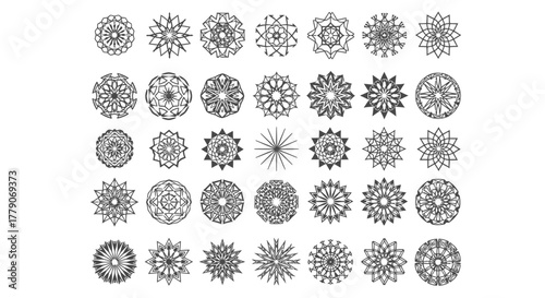 Collection of ornamental geometric rosette designs ideal for patterns and decoration