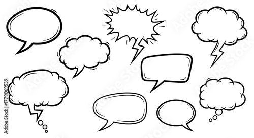 Diverse communication bubble collection for creative design projects and visual dialogues