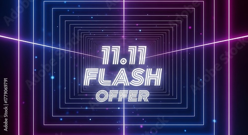 A promotional graphic featuring neon lines and the text flash offer for the eleven eleventh sale