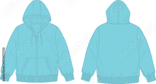 The image features a light-blue hoodie, which is a casual and comfortable garment typically worn for warmth and style.