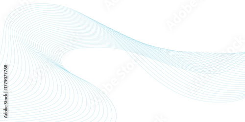 Abstract blue smooth wave on a white background. Dynamic sound wave. Design element. Vector illustration.