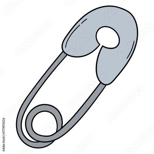 Hand-drawn cartoon closed safety pin on a white background.
