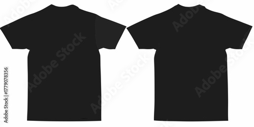 Clean black t shirt front and back view isolated on white background for mockup design