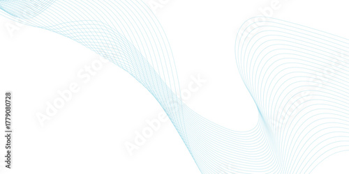 Abstract blue smooth wave on a white background. Dynamic sound wave. Design element. Vector illustration.
