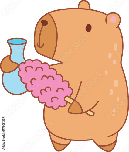 Illustrations of cute capybara character clip art for kids.